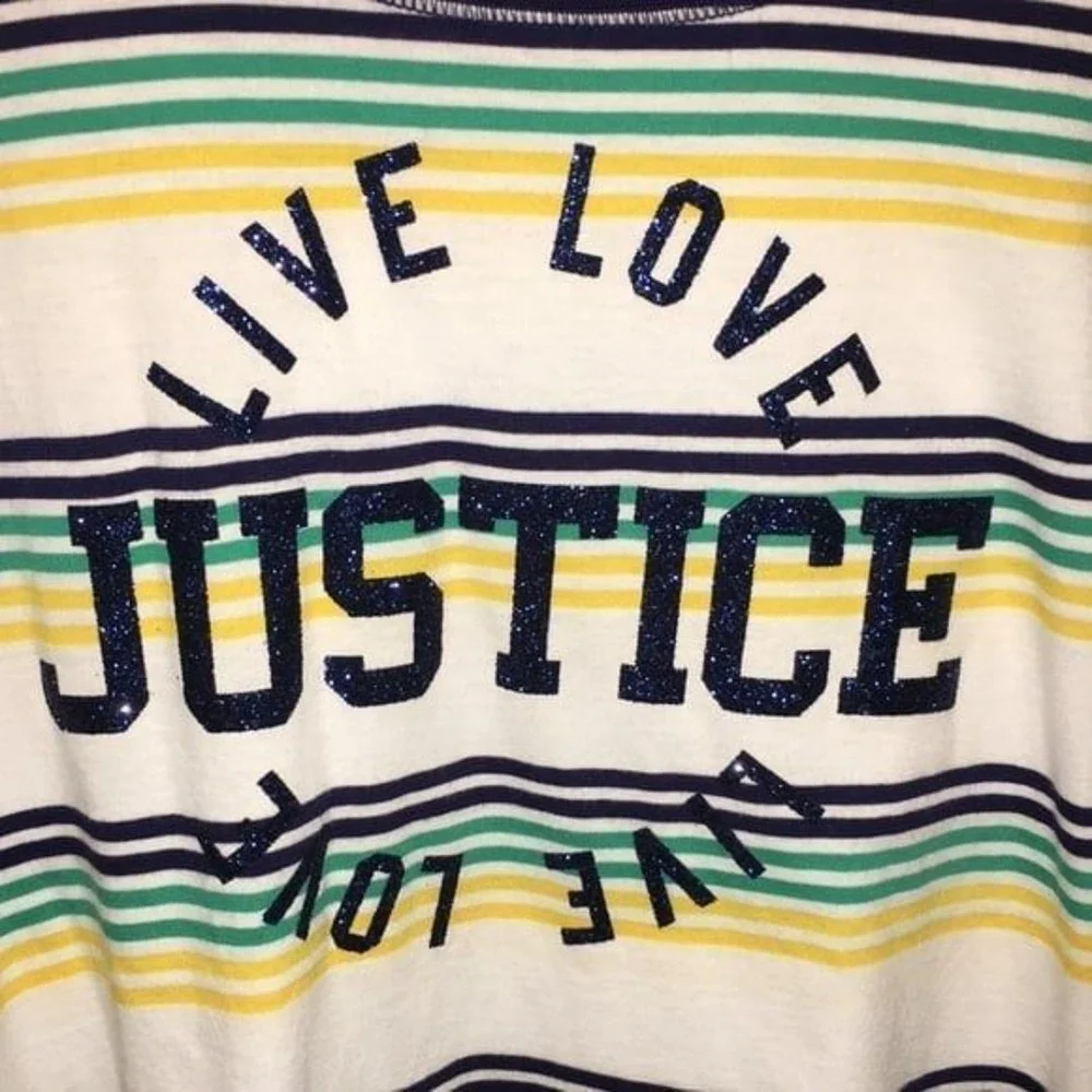 Justice Long sleeve T-shirt size 12 retro striped glitter